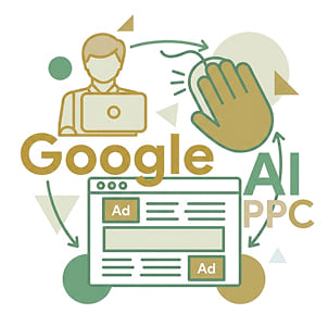 Google AI PPC: laptop, search and ad creative